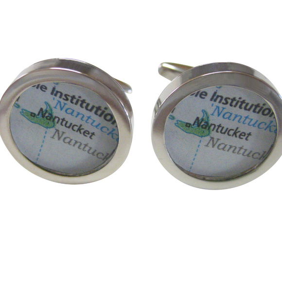Nantucket Massachusetts Map Cufflinks - Picture 1 of 2